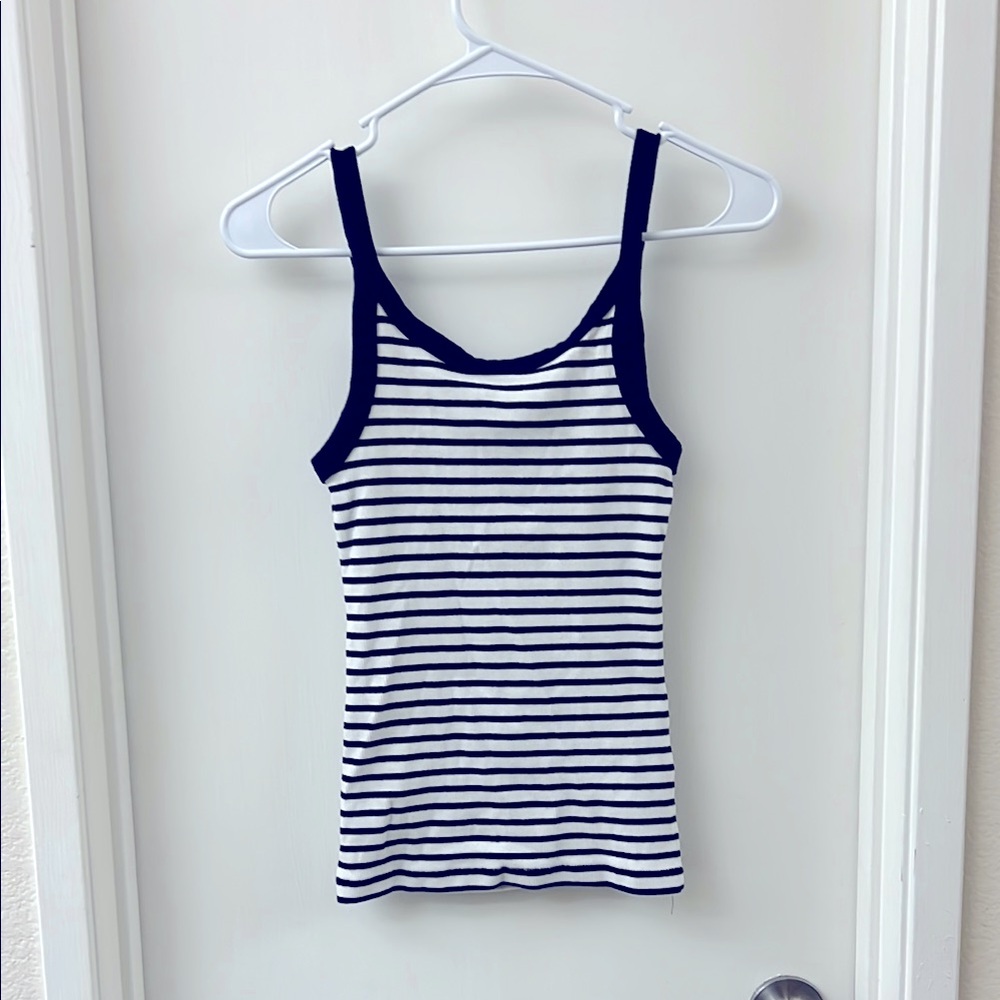H&M Navy and White Striped Women's Tank Top
